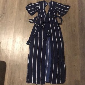 Pinstripe romper with train!!